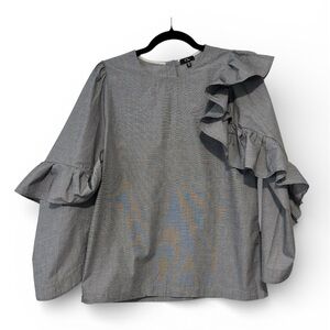 Clu Gray Ruffled Women's Top size M
